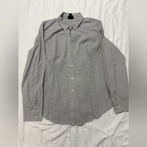 Worthington Women’s Gray Pinstripe Button Down Shirt